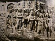Detail from Trajan’s Column Roman soldiers crossing the Danube.