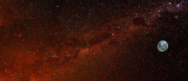 Moon with Milky Way