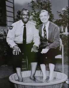 Officer Clemmons and Mister Rogers, from the video