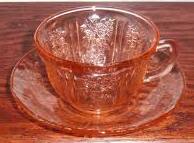 Depression glass rose tea cup