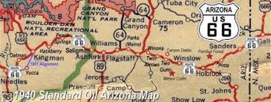 1940 Arizona Map - Route 66
