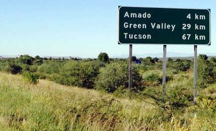 Arizona Highway sign in metric units
