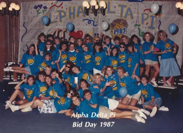 Alpha Delta Pi, Ole Miss, 1987 Mary Beth is front row left on floor